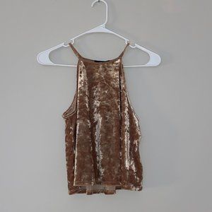 Tan Crushed Velvet Halter Top